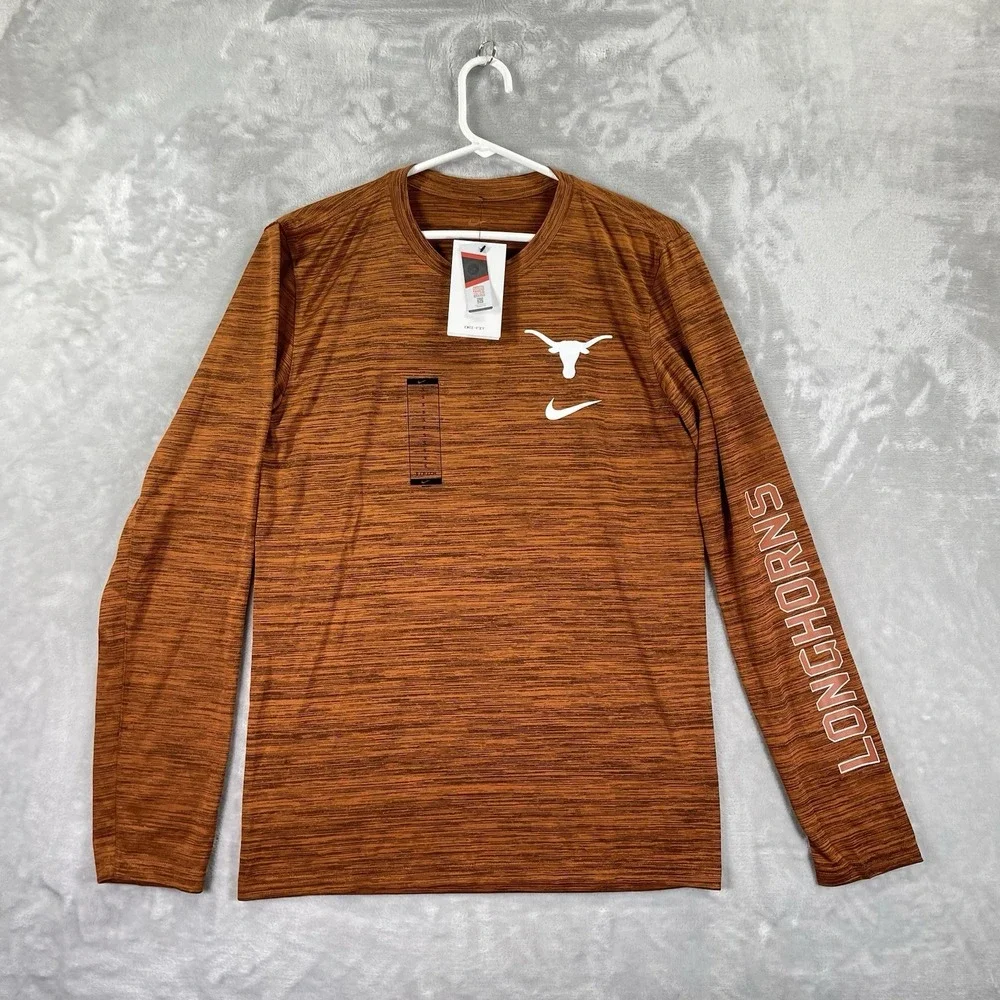 Nike Texas Longhorns T-Shirt Mens Small Dri-Fit College Football Long Sleeve NWT